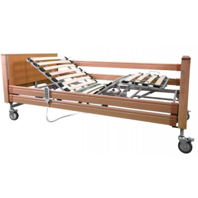 Letto per degenza elettrico 3 snodi elevabile con rete a doghe in legno